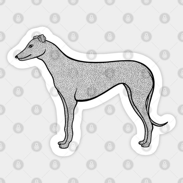 Greyhound Dog Ink Art - detailed cute pet design - on white Sticker by Green Paladin